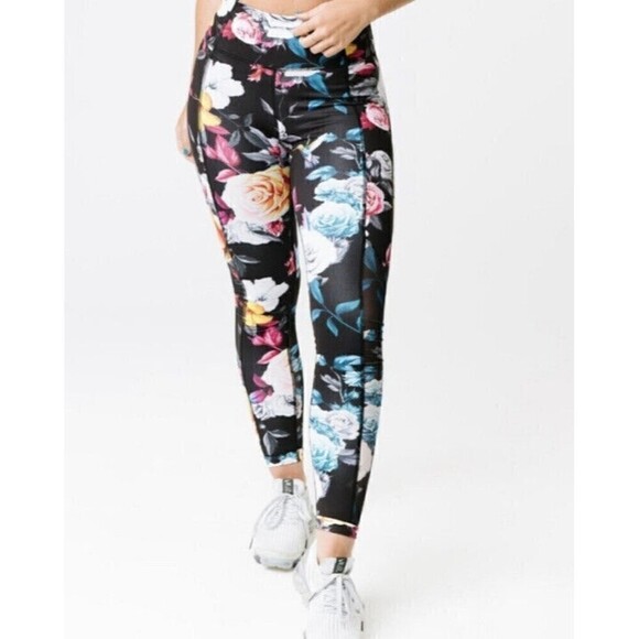 Zyia Active Floral Mesh High Rise Compression Leggings Athletic Size 8-10 Medium - Picture 1 of 10